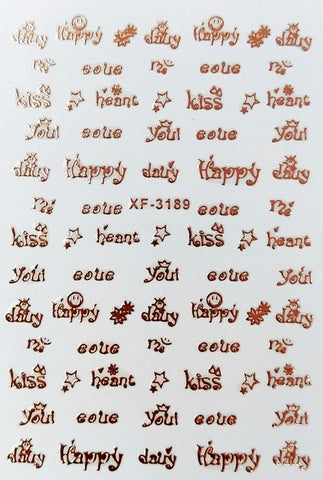 Nail Decoration Stickers on The Nails of The Inscription Accessoires Rose Gold Letter Decal Sticker Art for Manicure Back Glue