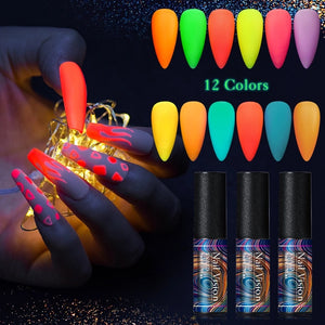 Luminous Nail Gel Glow In Dark Fluorescent Neon UV LED Semi Permanent Soak Off Gel Varnish Lighting In Night Nail Art Varnish