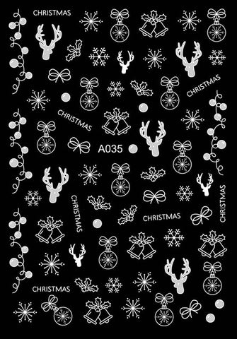 Merry Christmas Nail Art Decals Decoration Self Adhesive Nail Art Stickers Manicure Design White Snow Sticker for Nail Design