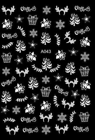 Merry Christmas Nail Art Decals Decoration Self Adhesive Nail Art Stickers Manicure Design White Snow Sticker for Nail Design