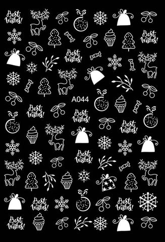 Merry Christmas Nail Art Decals Decoration Self Adhesive Nail Art Stickers Manicure Design White Snow Sticker for Nail Design