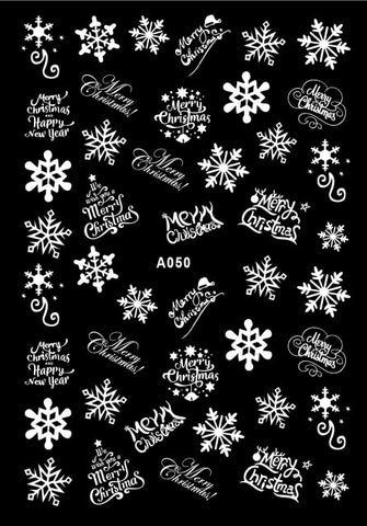 Merry Christmas Nail Art Decals Decoration Self Adhesive Nail Art Stickers Manicure Design White Snow Sticker for Nail Design