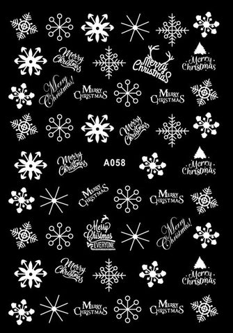 Merry Christmas Nail Art Decals Decoration Self Adhesive Nail Art Stickers Manicure Design White Snow Sticker for Nail Design