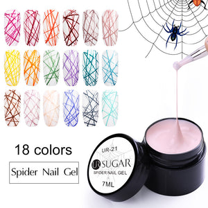 UR SUGAR 7ml Wire Drawing Nail Gel Lacquer Painting Gel Varnish Pulling Silk Spider Creative Nail Art Gel Nail Polish 30 Colors