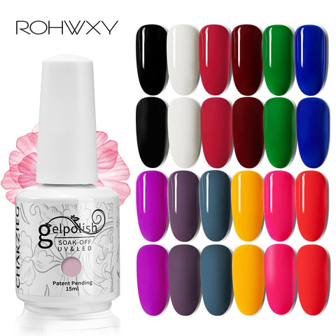 ROHWXY 15ml Uv Gel Nail Polish Top Uv Led Gel Nail Art Varnish Hybrid Soak Off Gel Lacquer Lucky Nail Paint Gel Polish Gellak