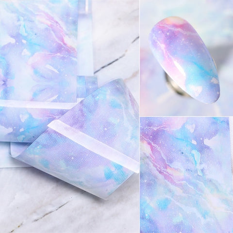 100x4cm Nail Foils Marble Series Pink Blue Foils Paper Nail Art Transfer Sticker Slide Nail Art Decals Nails Accessories 1 Box