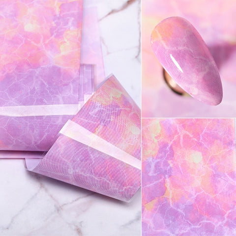 100x4cm Nail Foils Marble Series Pink Blue Foils Paper Nail Art Transfer Sticker Slide Nail Art Decals Nails Accessories 1 Box