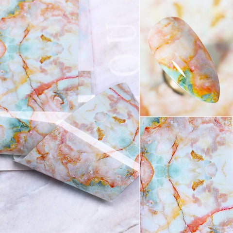 100x4cm Nail Foils Marble Series Pink Blue Foils Paper Nail Art Transfer Sticker Slide Nail Art Decals Nails Accessories 1 Box