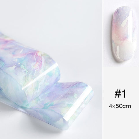 100x4cm Nail Foils Marble Series Pink Blue Foils Paper Nail Art Transfer Sticker Slide Nail Art Decals Nails Accessories 1 Box