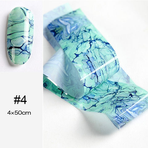 100x4cm Nail Foils Marble Series Pink Blue Foils Paper Nail Art Transfer Sticker Slide Nail Art Decals Nails Accessories 1 Box