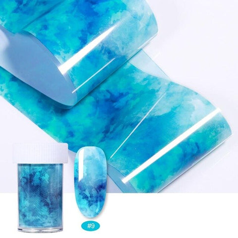 100x4cm Nail Foils Marble Series Pink Blue Foils Paper Nail Art Transfer Sticker Slide Nail Art Decals Nails Accessories 1 Box