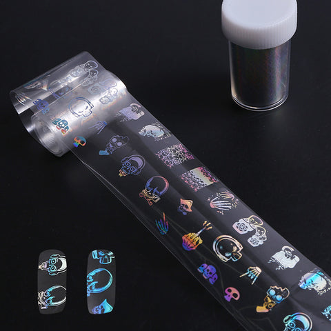 4*100cm/Roll Holographic Nail Foil Flame Dandelion Panda Bamboo Holo Nail Art Transfer Sticker Water Slide Nail Art Decals