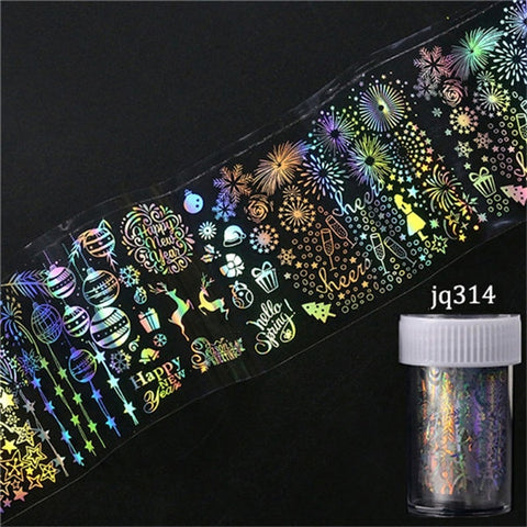 4*100cm/Roll Holographic Nail Foil Flame Dandelion Panda Bamboo Holo Nail Art Transfer Sticker Water Slide Nail Art Decals