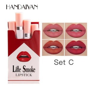 HANDAIYAN 4PCS/SET Matte Lipstick Sets Waterproof Pigment Cigarette Lipstick Batom Lip Balm With Color Nutritious Makeup TSLM1