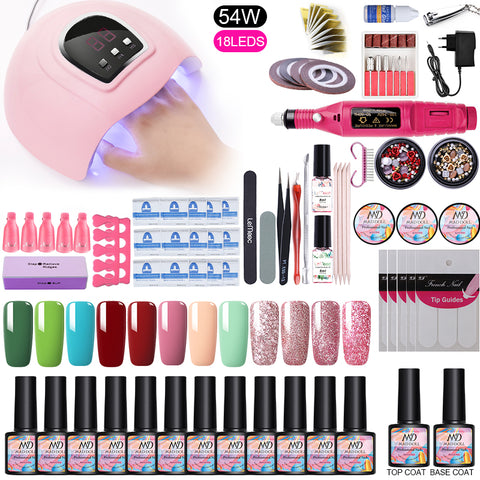 Nail Set 36W/45W/54W UV LED Lamp Dryer Machine With Nail Gel Polish Kit Soak Off Manicure Set Gel Nail Polish For Nail Art Tool