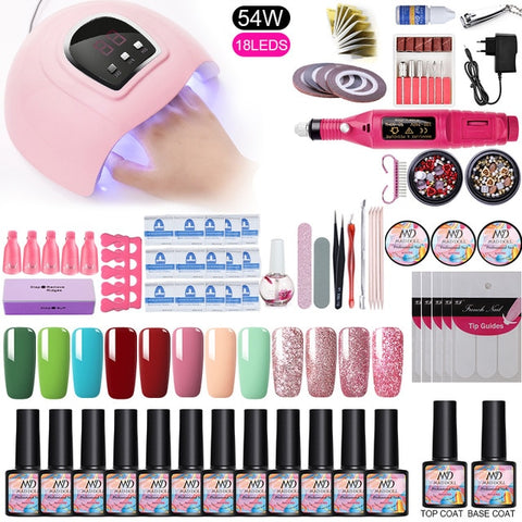 Nail Set 36W/45W/54W UV LED Lamp Dryer Machine With Nail Gel Polish Kit Soak Off Manicure Set Gel Nail Polish For Nail Art Tool