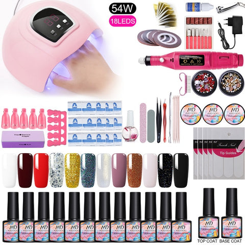 Nail Set 36W/45W/54W UV LED Lamp Dryer Machine With Nail Gel Polish Kit Soak Off Manicure Set Gel Nail Polish For Nail Art Tool