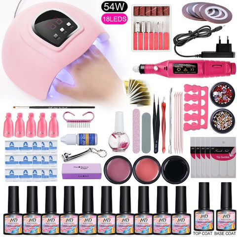 Nail Set 36W/45W/54W UV LED Lamp Dryer Machine With Nail Gel Polish Kit Soak Off Manicure Set Gel Nail Polish For Nail Art Tool