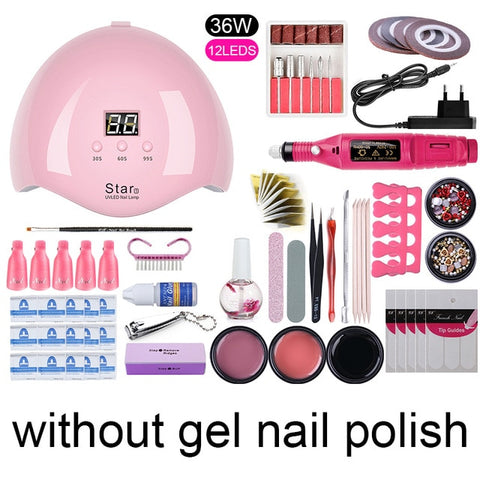 Nail Set 36W/45W/54W UV LED Lamp Dryer Machine With Nail Gel Polish Kit Soak Off Manicure Set Gel Nail Polish For Nail Art Tool