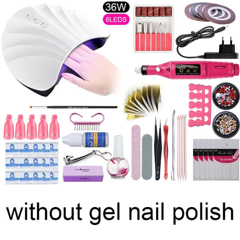 Nail Set 36W/45W/54W UV LED Lamp Dryer Machine With Nail Gel Polish Kit Soak Off Manicure Set Gel Nail Polish For Nail Art Tool