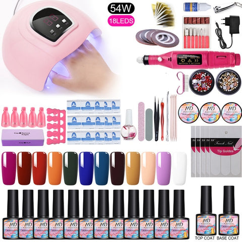 Nail Set 36W/45W/54W UV LED Lamp Dryer Machine With Nail Gel Polish Kit Soak Off Manicure Set Gel Nail Polish For Nail Art Tool