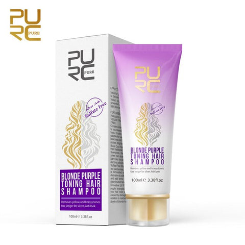 PURC 100ml Purple Hair Profesional Treatment Shampoo Removes yellow and brassy tones for silver Ash look Purple Hair Shampoo