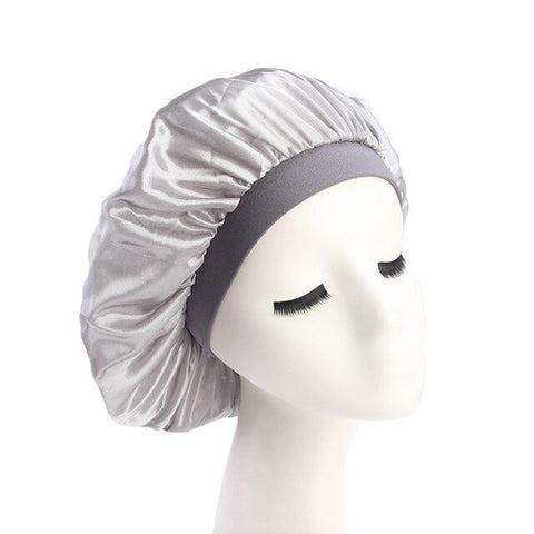 58cm Adjust Solid Satin Bonnet Hair Styling Cap Long Hair Care Women Night Sleep Hat Silk Head Wrap Shower Cap Hair Styling Tool