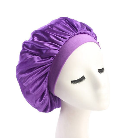 58cm Adjust Solid Satin Bonnet Hair Styling Cap Long Hair Care Women Night Sleep Hat Silk Head Wrap Shower Cap Hair Styling Tool