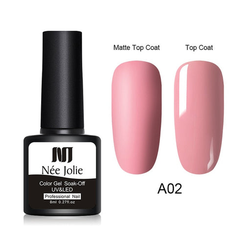 NEE JOLIE 8ml Matte Color UV Gel Nail Polish Red Semi Permanent Soak Off UV Gel Varnish DIY Nail Art Paint Gel Top Coat