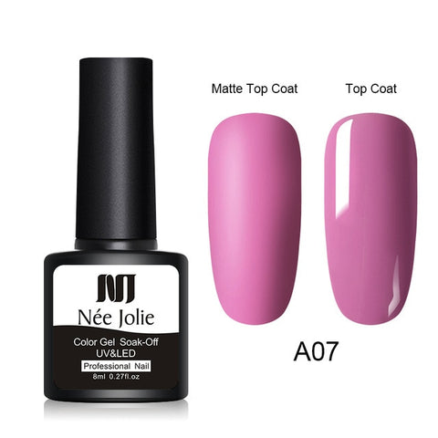 NEE JOLIE 8ml Matte Color UV Gel Nail Polish Red Semi Permanent Soak Off UV Gel Varnish DIY Nail Art Paint Gel Top Coat