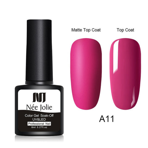 NEE JOLIE 8ml Matte Color UV Gel Nail Polish Red Semi Permanent Soak Off UV Gel Varnish DIY Nail Art Paint Gel Top Coat