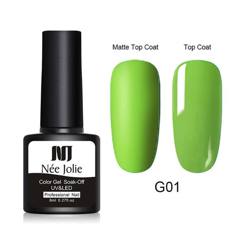 NEE JOLIE 8ml Matte Color UV Gel Nail Polish Red Semi Permanent Soak Off UV Gel Varnish DIY Nail Art Paint Gel Top Coat