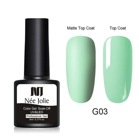 NEE JOLIE 8ml Matte Color UV Gel Nail Polish Red Semi Permanent Soak Off UV Gel Varnish DIY Nail Art Paint Gel Top Coat