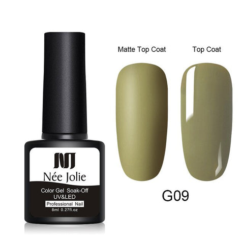 NEE JOLIE 8ml Matte Color UV Gel Nail Polish Red Semi Permanent Soak Off UV Gel Varnish DIY Nail Art Paint Gel Top Coat