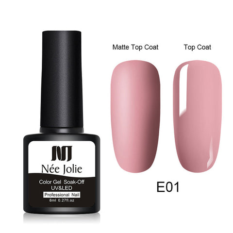 NEE JOLIE 8ml Matte Color UV Gel Nail Polish Red Semi Permanent Soak Off UV Gel Varnish DIY Nail Art Paint Gel Top Coat