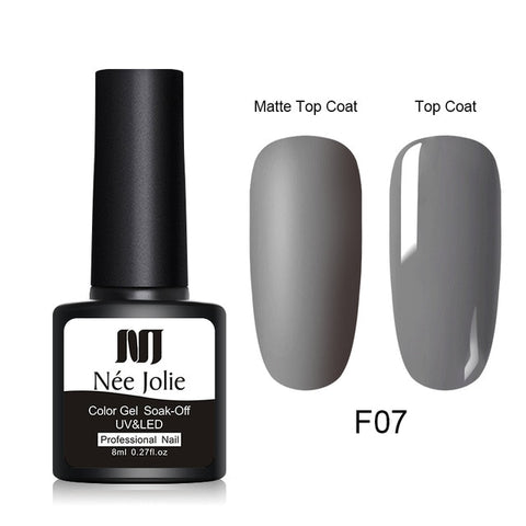 NEE JOLIE 8ml Matte Color UV Gel Nail Polish Red Semi Permanent Soak Off UV Gel Varnish DIY Nail Art Paint Gel Top Coat