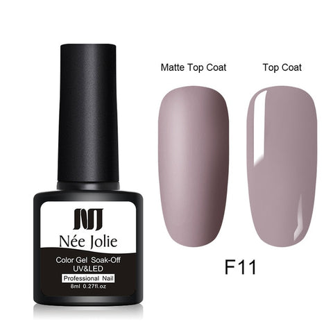 NEE JOLIE 8ml Matte Color UV Gel Nail Polish Red Semi Permanent Soak Off UV Gel Varnish DIY Nail Art Paint Gel Top Coat