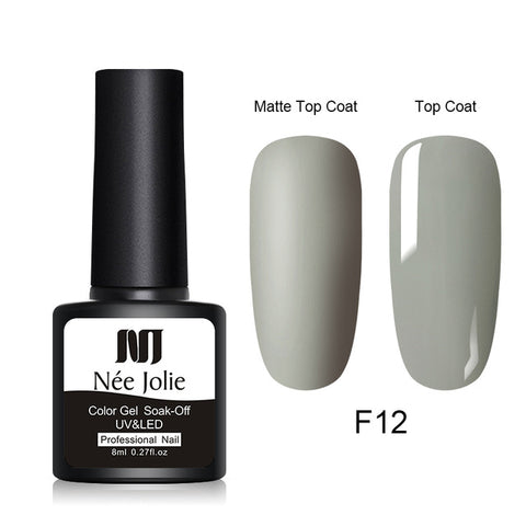 NEE JOLIE 8ml Matte Color UV Gel Nail Polish Red Semi Permanent Soak Off UV Gel Varnish DIY Nail Art Paint Gel Top Coat