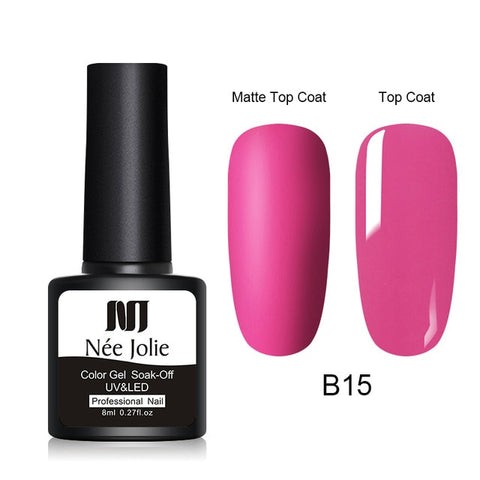 NEE JOLIE 8ml Matte Color UV Gel Nail Polish Red Semi Permanent Soak Off UV Gel Varnish DIY Nail Art Paint Gel Top Coat