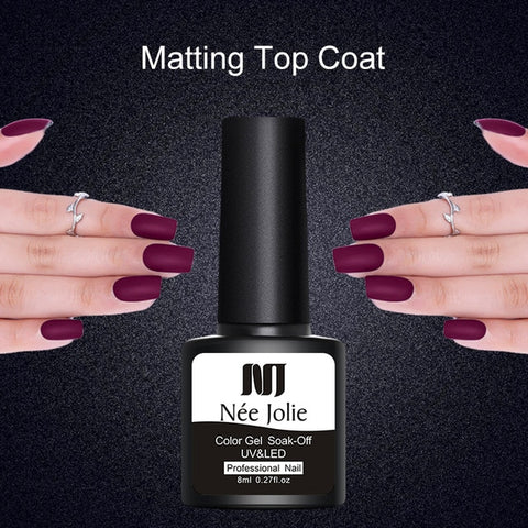 NEE JOLIE 8ml Matte Color UV Gel Nail Polish Red Semi Permanent Soak Off UV Gel Varnish DIY Nail Art Paint Gel Top Coat