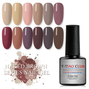 T-TIAO CLUB 7ml Pure Color Gel Nail Polish Nude Brown Series Soak Off Nail Art UV Gel Long Lasting Nail Lacquer Polish Varnish