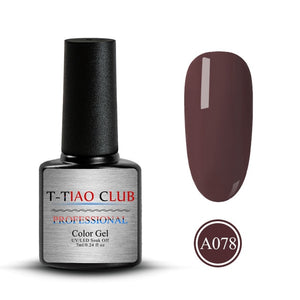 T-TIAO CLUB 7ml Pure Color Gel Nail Polish Nude Brown Series Soak Off Nail Art UV Gel Long Lasting Nail Lacquer Polish Varnish