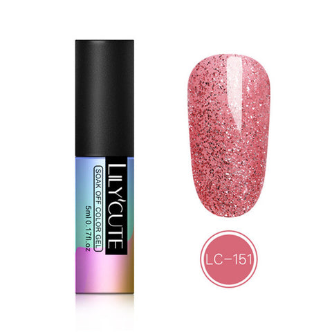 LILYCUTE 5ML Glitter Gel Nail Polish Semi Permanant Soak Off UV Gel Enamel Nail Art Design Manicure Nails Polish Lacquer Gel