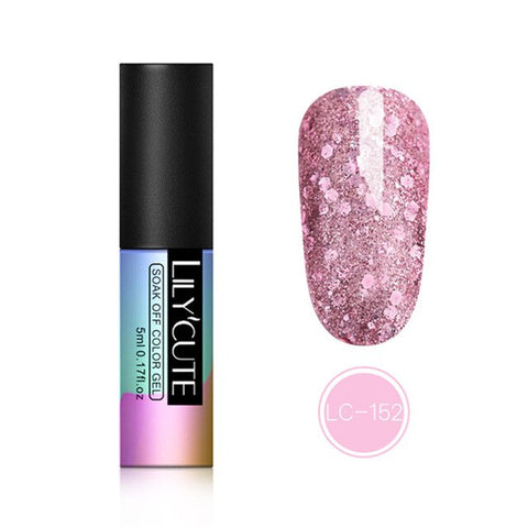 LILYCUTE 5ML Glitter Gel Nail Polish Semi Permanant Soak Off UV Gel Enamel Nail Art Design Manicure Nails Polish Lacquer Gel