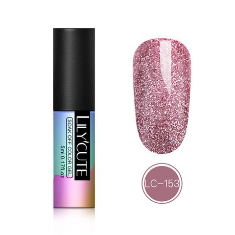 LILYCUTE 5ML Glitter Gel Nail Polish Semi Permanant Soak Off UV Gel Enamel Nail Art Design Manicure Nails Polish Lacquer Gel