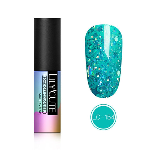 LILYCUTE 5ML Glitter Gel Nail Polish Semi Permanant Soak Off UV Gel Enamel Nail Art Design Manicure Nails Polish Lacquer Gel