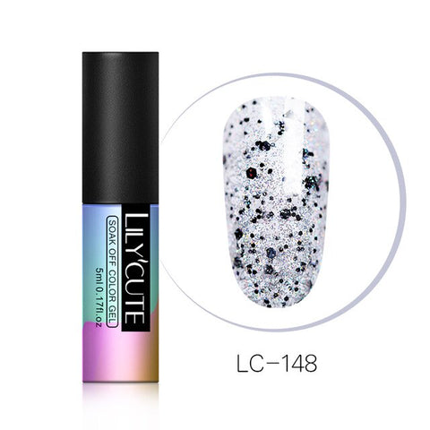 LILYCUTE 5ML Glitter Gel Nail Polish Semi Permanant Soak Off UV Gel Enamel Nail Art Design Manicure Nails Polish Lacquer Gel