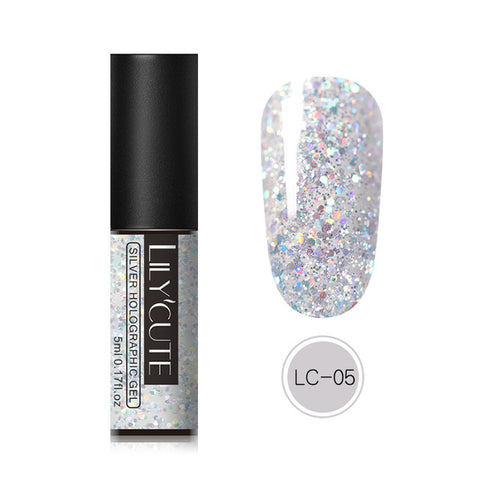 LILYCUTE 5ML Glitter Gel Nail Polish Semi Permanant Soak Off UV Gel Enamel Nail Art Design Manicure Nails Polish Lacquer Gel