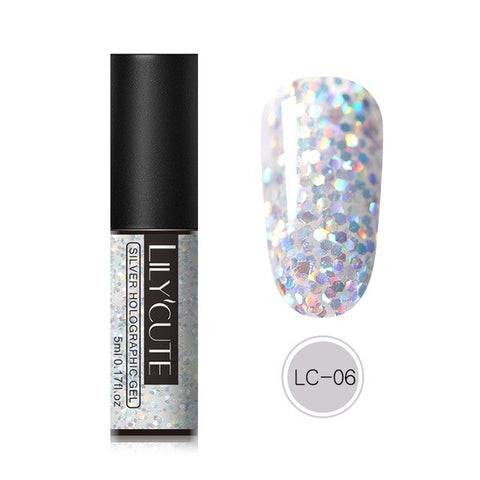 LILYCUTE 5ML Glitter Gel Nail Polish Semi Permanant Soak Off UV Gel Enamel Nail Art Design Manicure Nails Polish Lacquer Gel