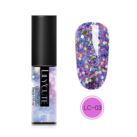 LILYCUTE 5ML Glitter Gel Nail Polish Semi Permanant Soak Off UV Gel Enamel Nail Art Design Manicure Nails Polish Lacquer Gel